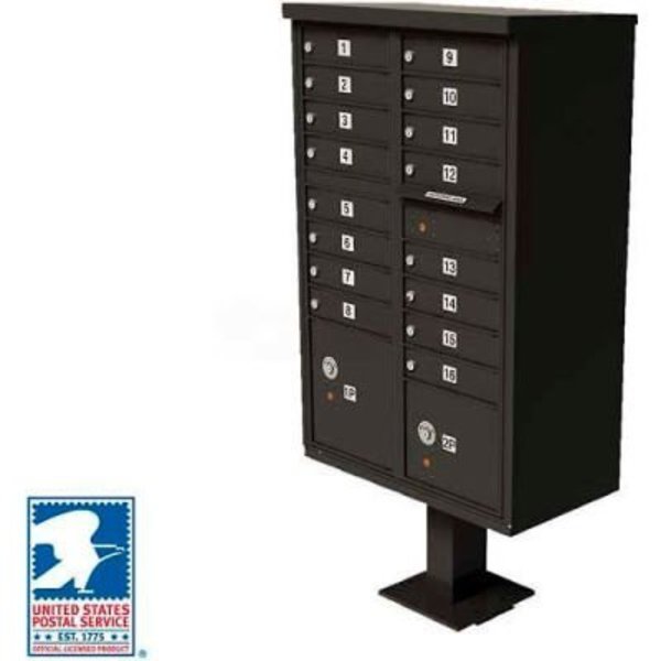 Florence Mfg Co Vital Cluster Box Unit, 16 Mailboxes, 2 Parcel Lockers, Dark Bronze 1570-16DBAF
